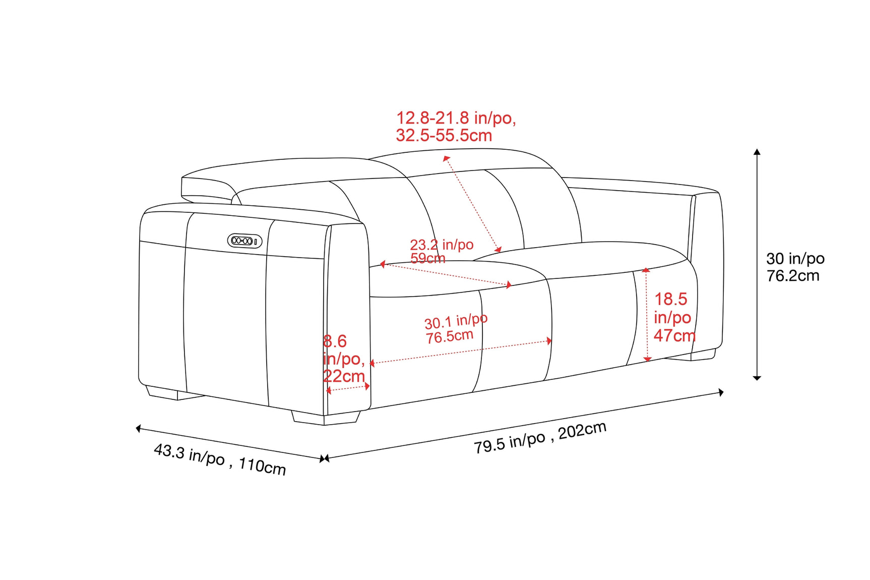Carmen Leather Dual Recliner Sofa