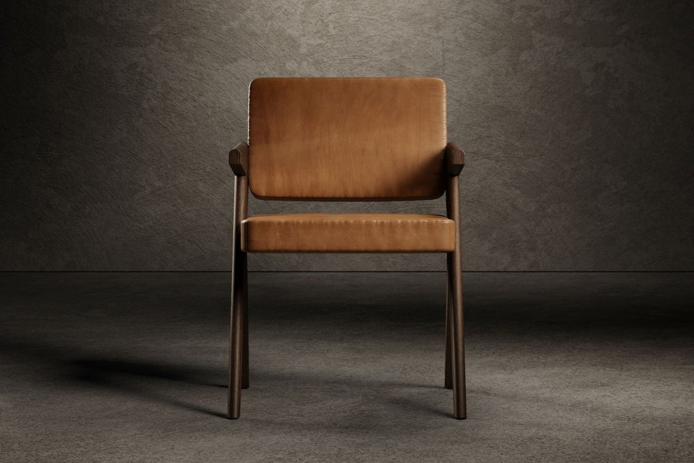 Valencia Pierre Jeanneret Leather Dining Chair, Brown