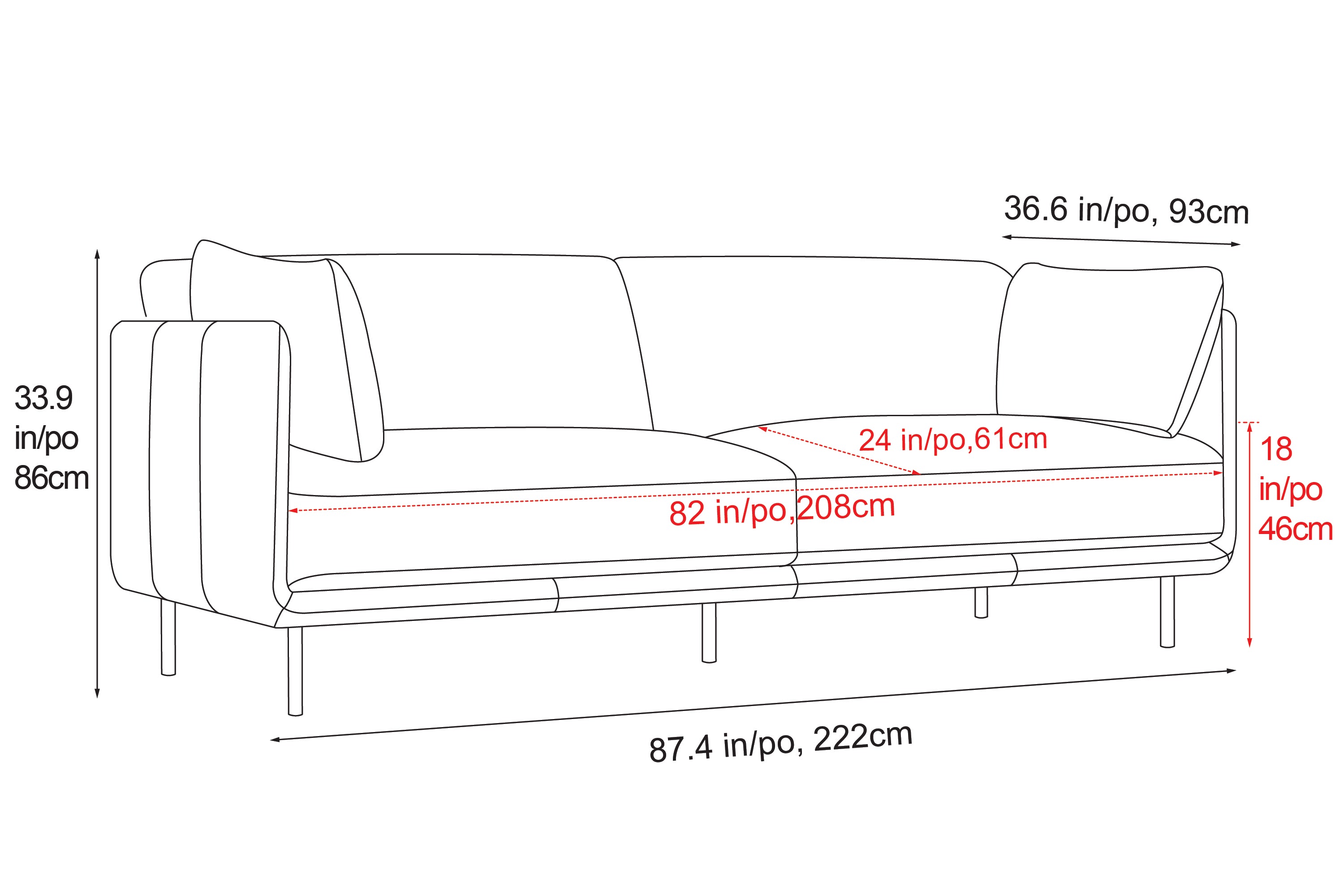 Valencia Chloe Contemporary Italian Nappa 11000 Leather Sofa