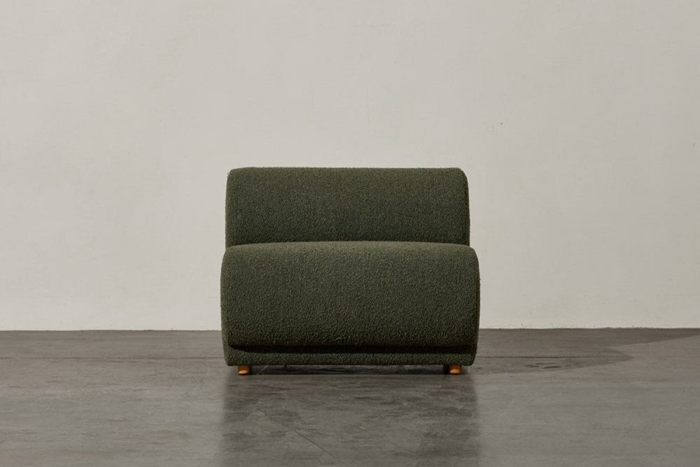 Valencia Christina Boucle Fabric Armless Sofa, Olive Green
