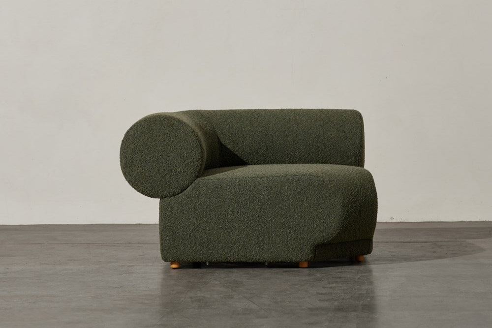 Valencia Christina Boucle Fabric Corner Sofa, Olive Green