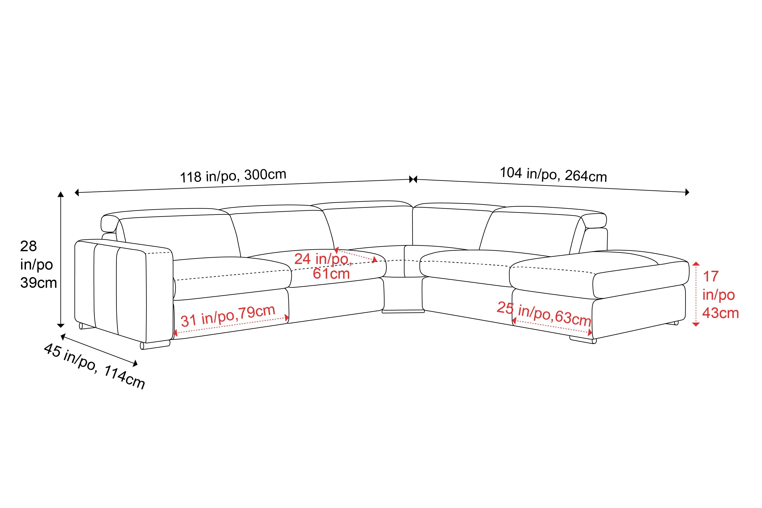 Clara Leather Recliner Sectional Sofa