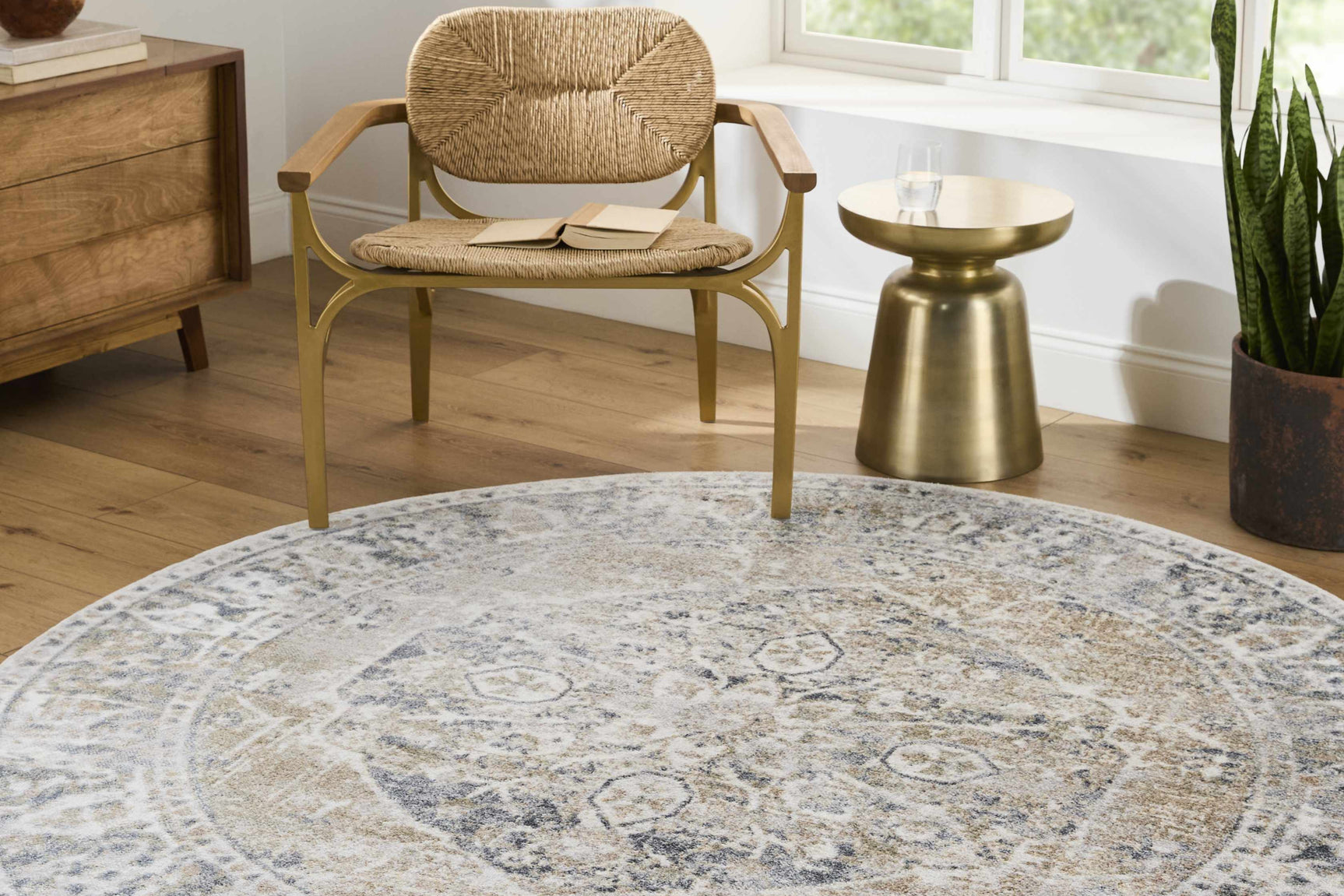 Rudo Beige Flat Pile Washable Rug