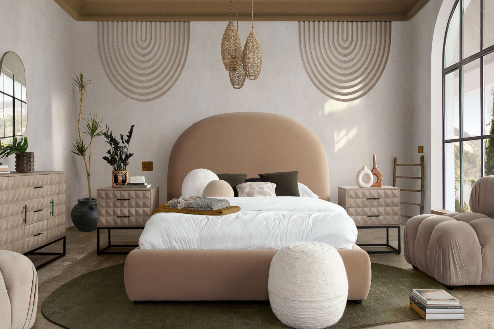 Jayden Velvet Fabric Upholstered Bed Frame
