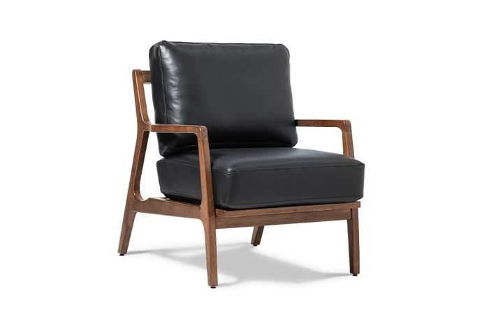 Valencia Ella Top Grain Leather Accent Chair, Black