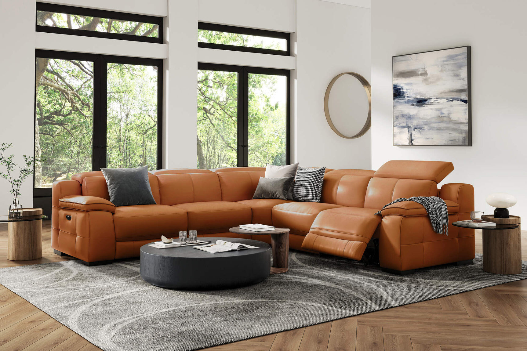 Ellie Leather Corner Sectional Sofa