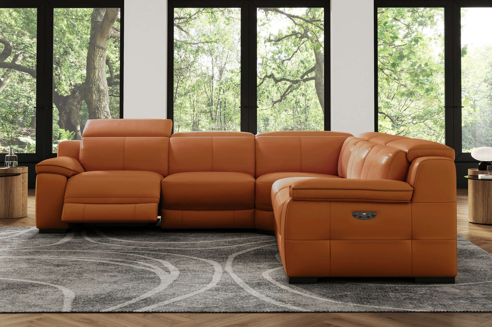 Ellie Leather Corner Sectional Sofa