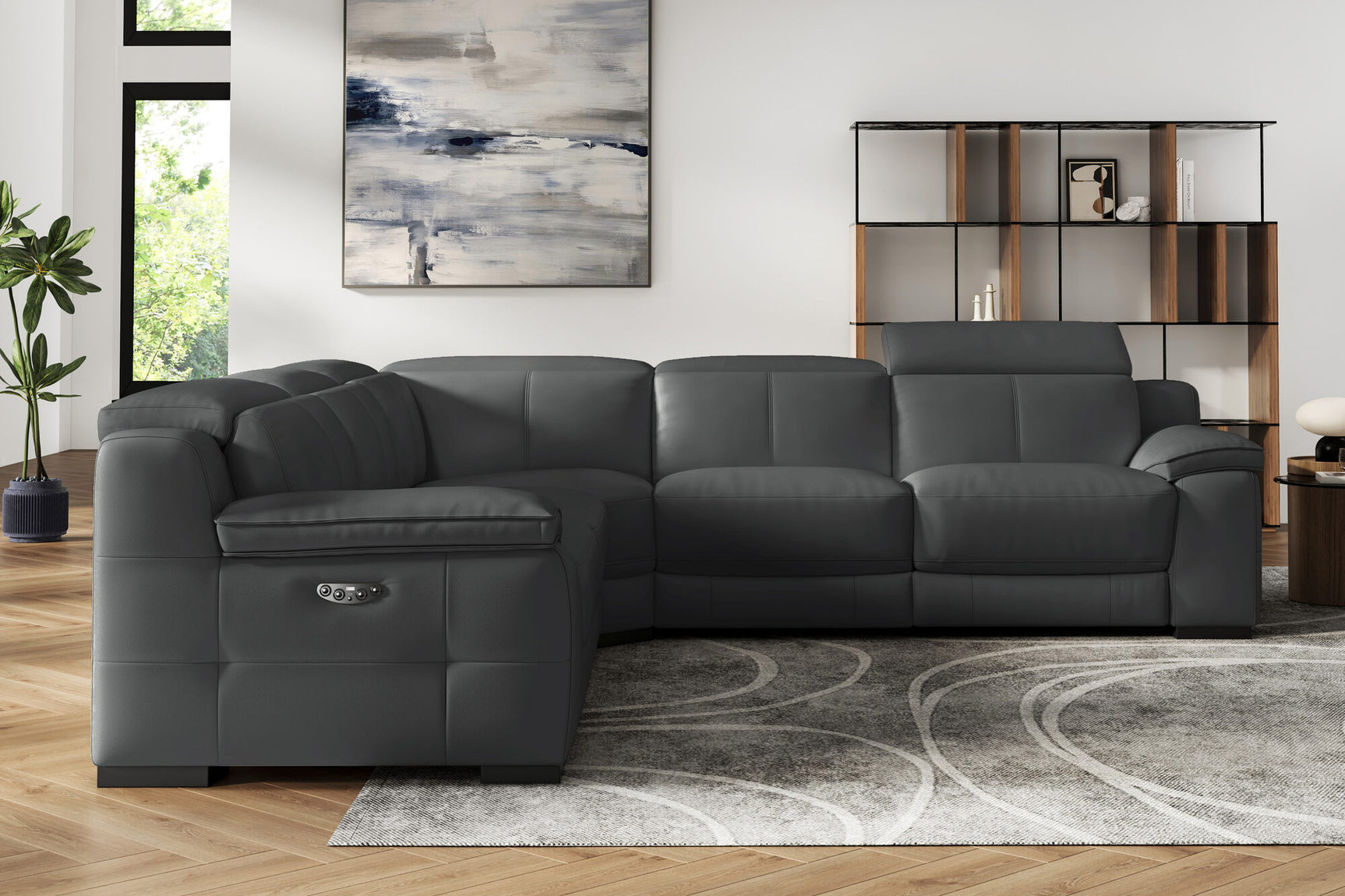 Ellie Leather Corner Sectional Sofa