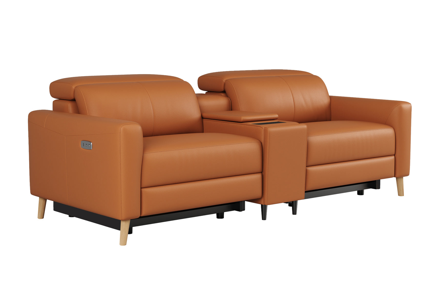 Elodie Leather Dual Recliner Sofa with Console