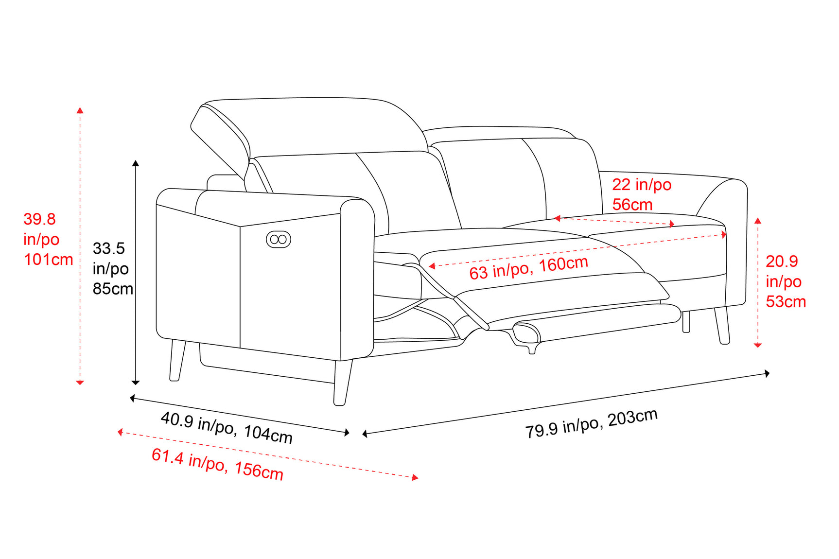Elodie Leather Dual Recliner Sofa