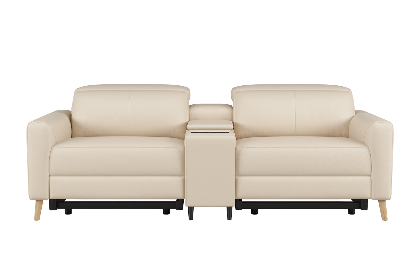 Elodie Leather Dual Recliner Sofa with Console