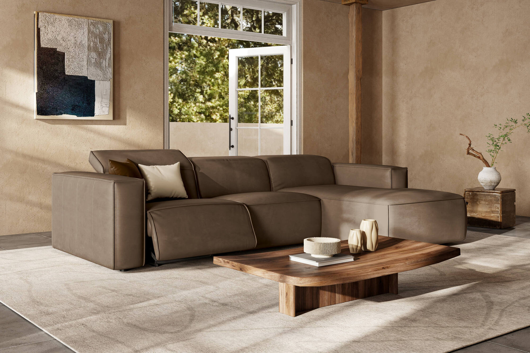 Emery Leather Recliner Sectional Sofa