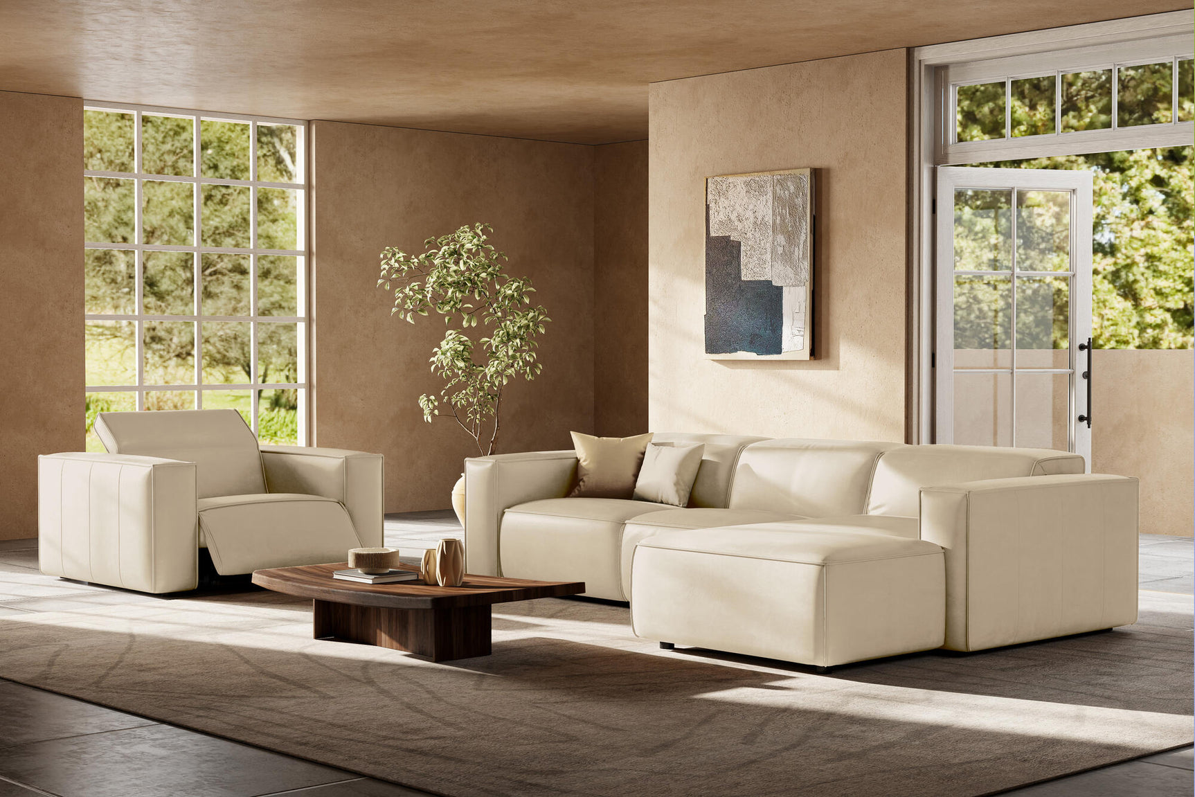 Emery Leather Recliner Sectional Sofa