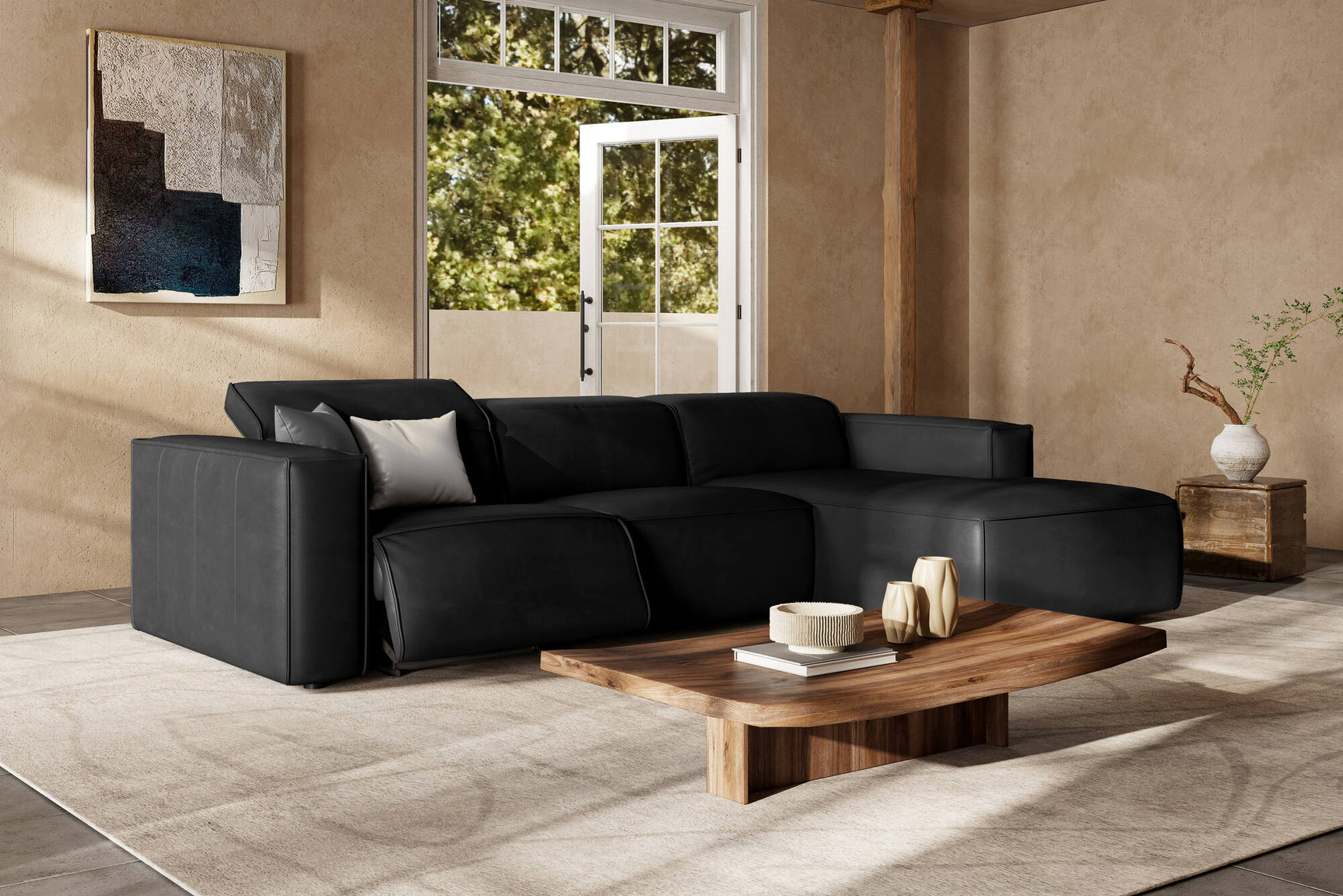 Emery Leather Recliner Sectional Sofa