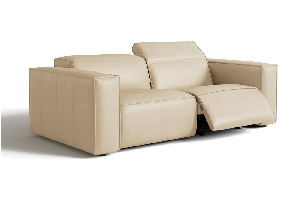 Valencia Emery Leather Recliner Loveseat Sofa, Beige