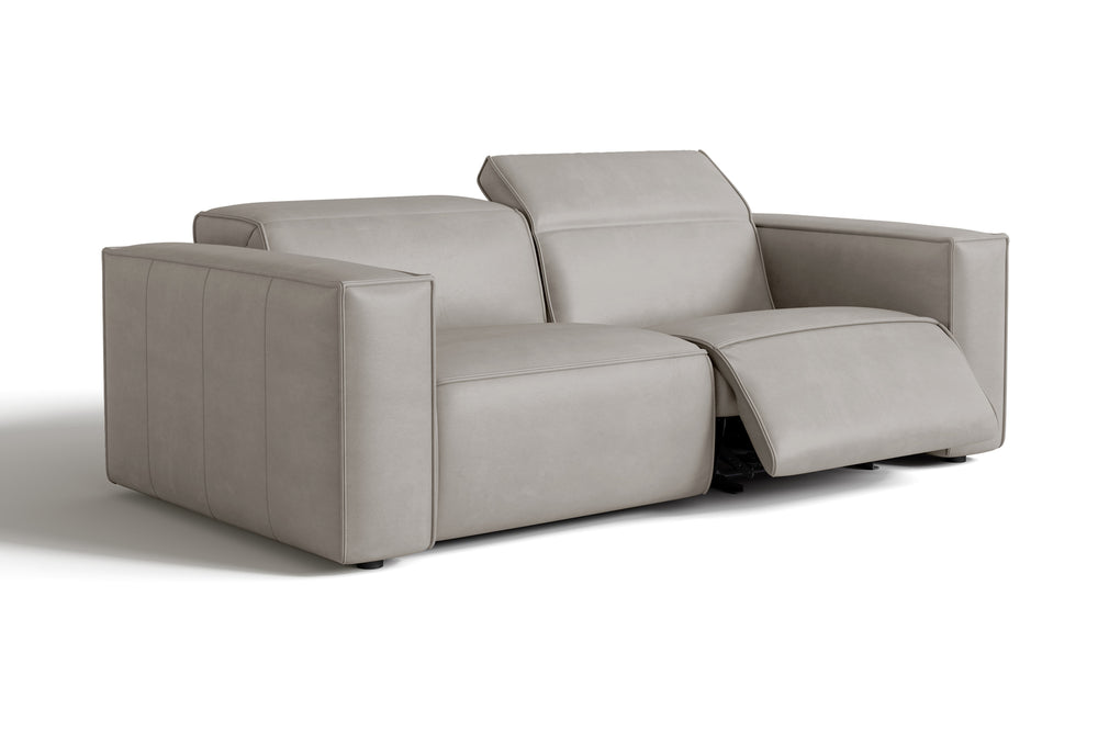 Valencia Emery Leather Recliner Loveseat Sofa, Light Grey