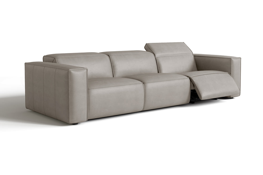 Valencia Emery Leather Recliner Three Seats Sofa, Light Grey