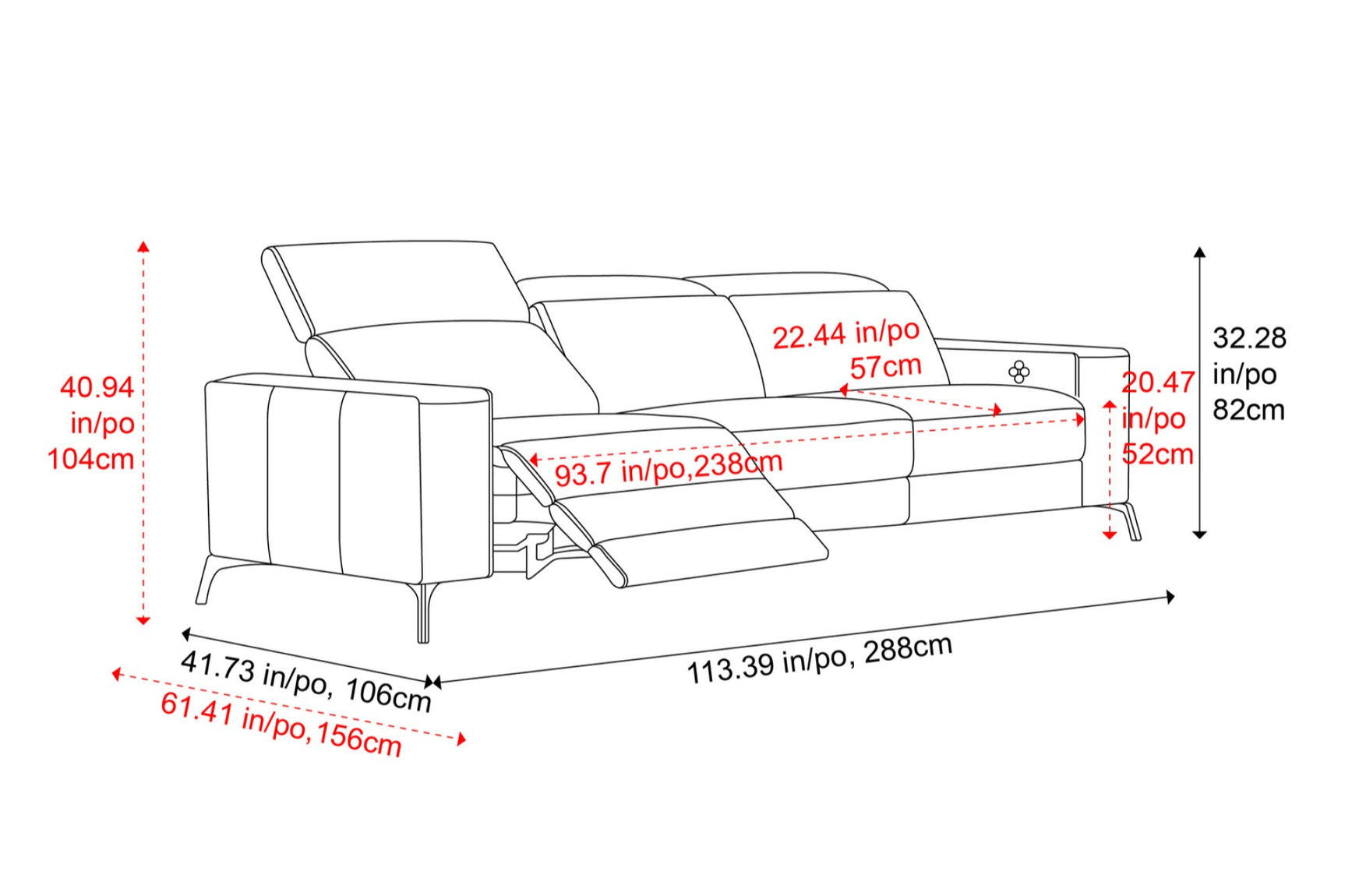 Esther Leather Dual Recliner Sofa