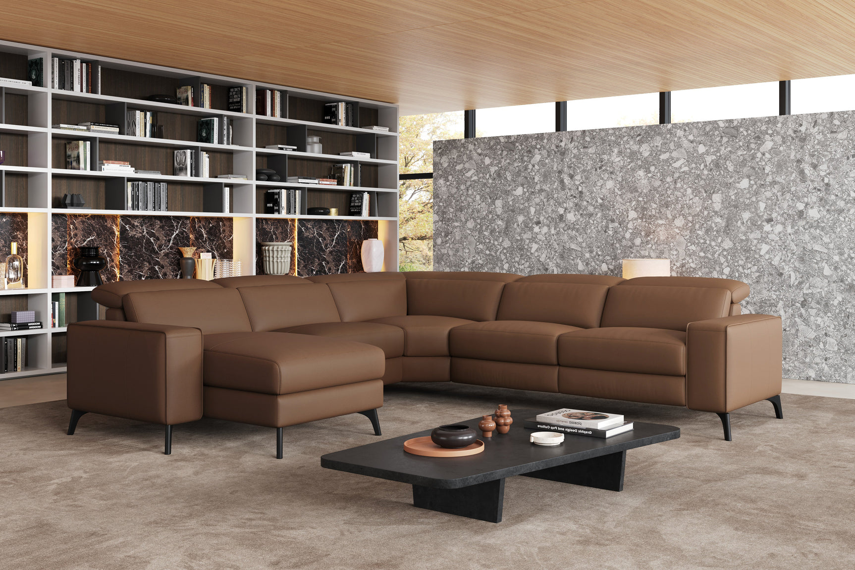 Esther Leather Corner Recliner Sectional Sofa
