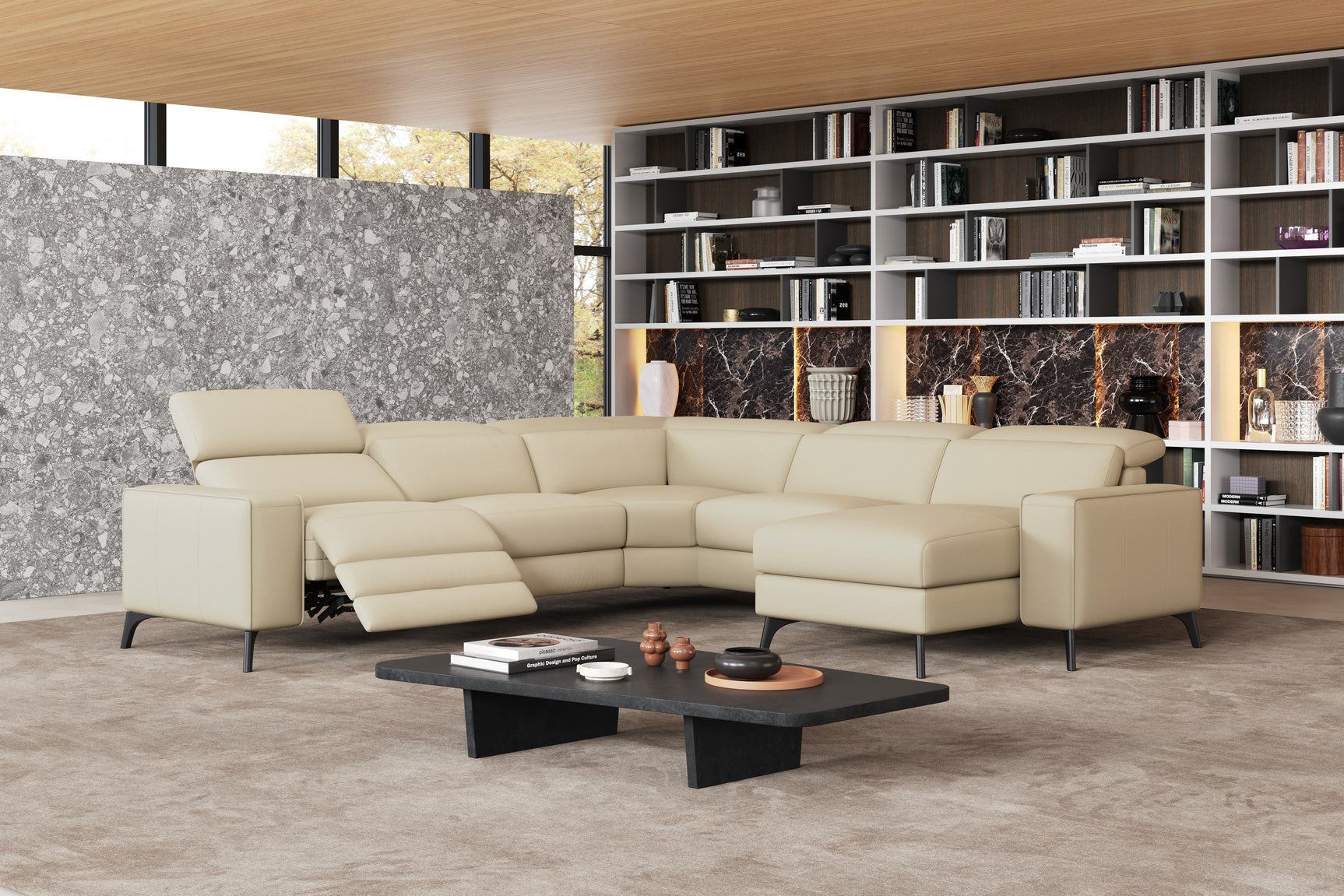 Esther Leather Corner Recliner Sectional Sofa