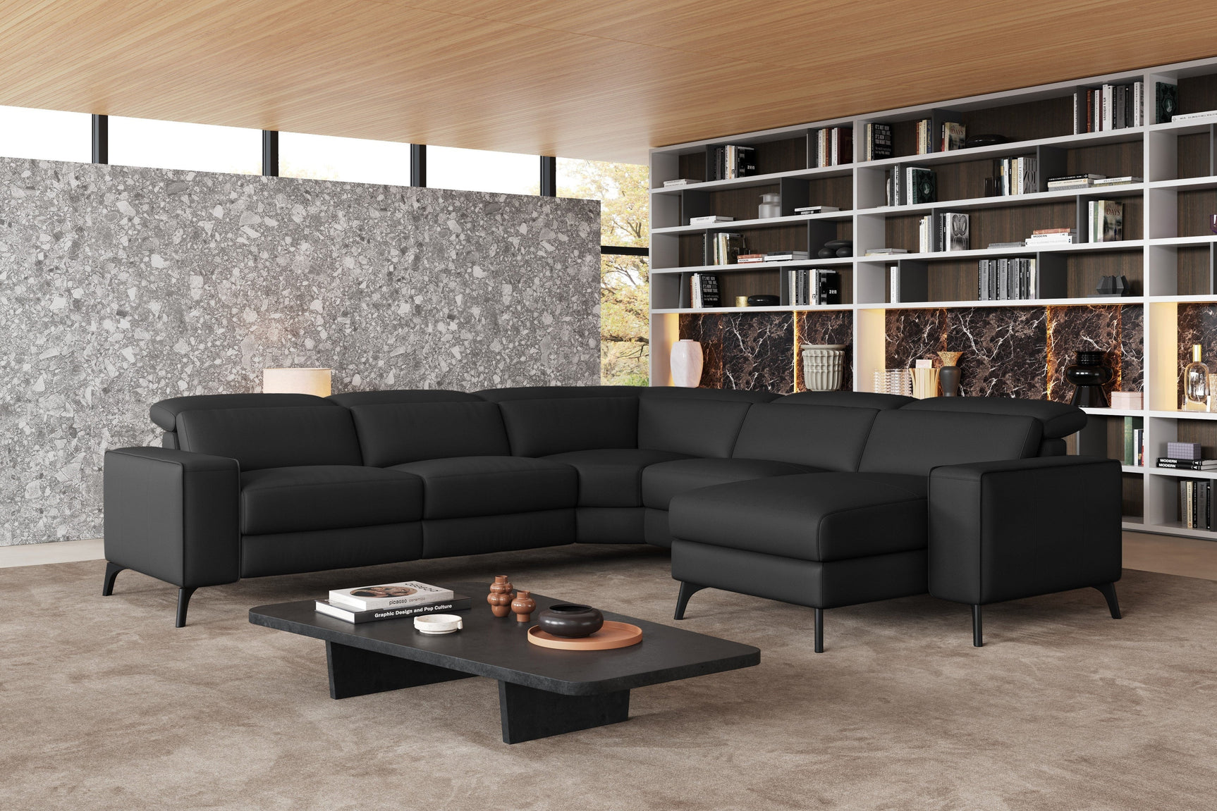 Esther Leather Corner Recliner Sectional Sofa