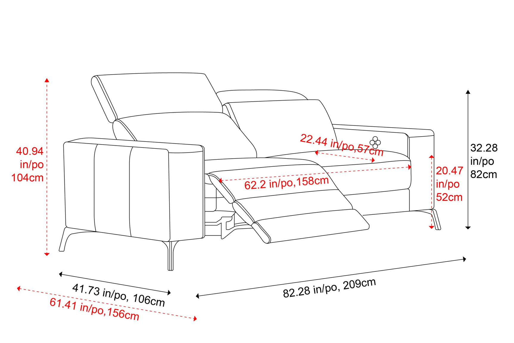 Esther Leather Dual Recliner Sofa