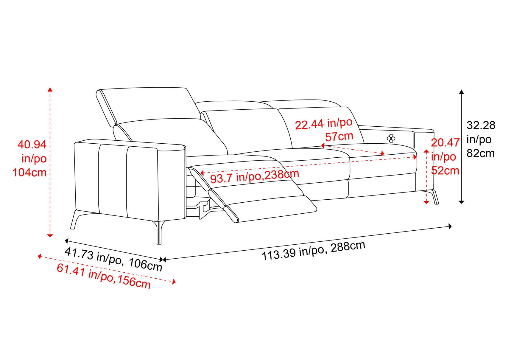 Esther Leather Dual Recliner Sofa