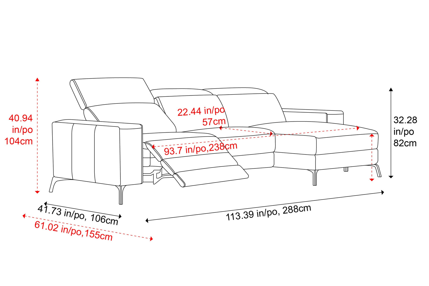Esther Leather Recliner Sectional Sofa