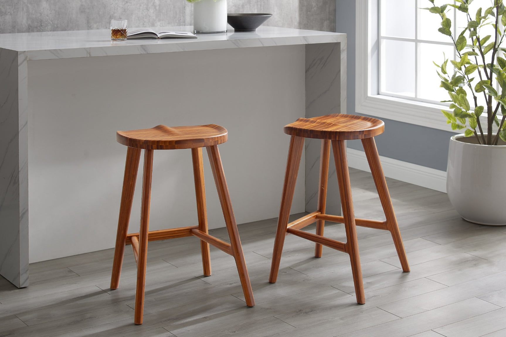 Max Solid Bamboo Stool in Counter Height (Set of 2)