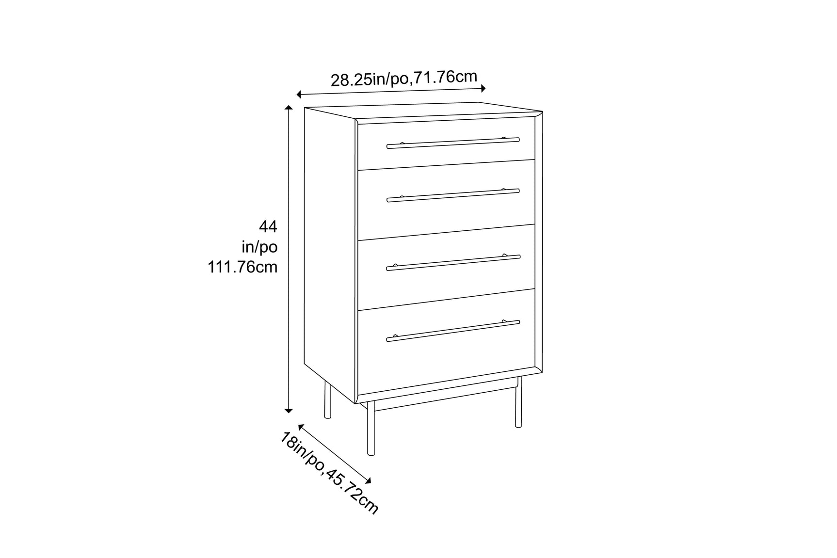 Santa Cruz Solid Moso Bamboo 4 Drawer High Chest