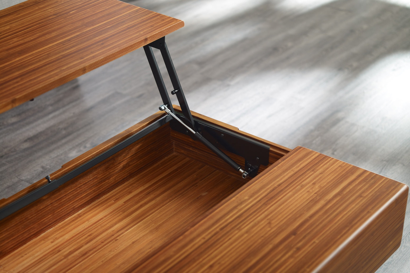 Rhody Solid Moso Bamboo Lift-Top Storage Coffee Table