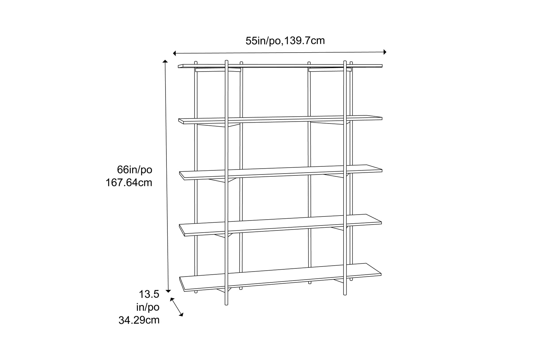 Studio Plus Solid Bamboo Metal Shelf