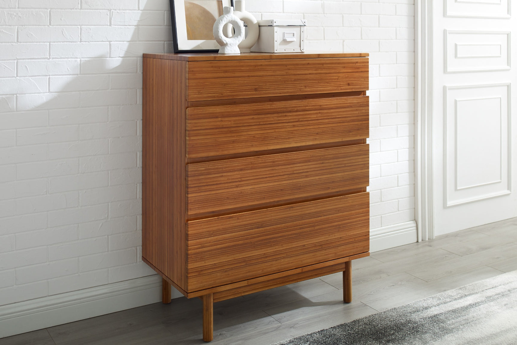 Ventura Solid Moso Bamboo 4 Drawer High Chest