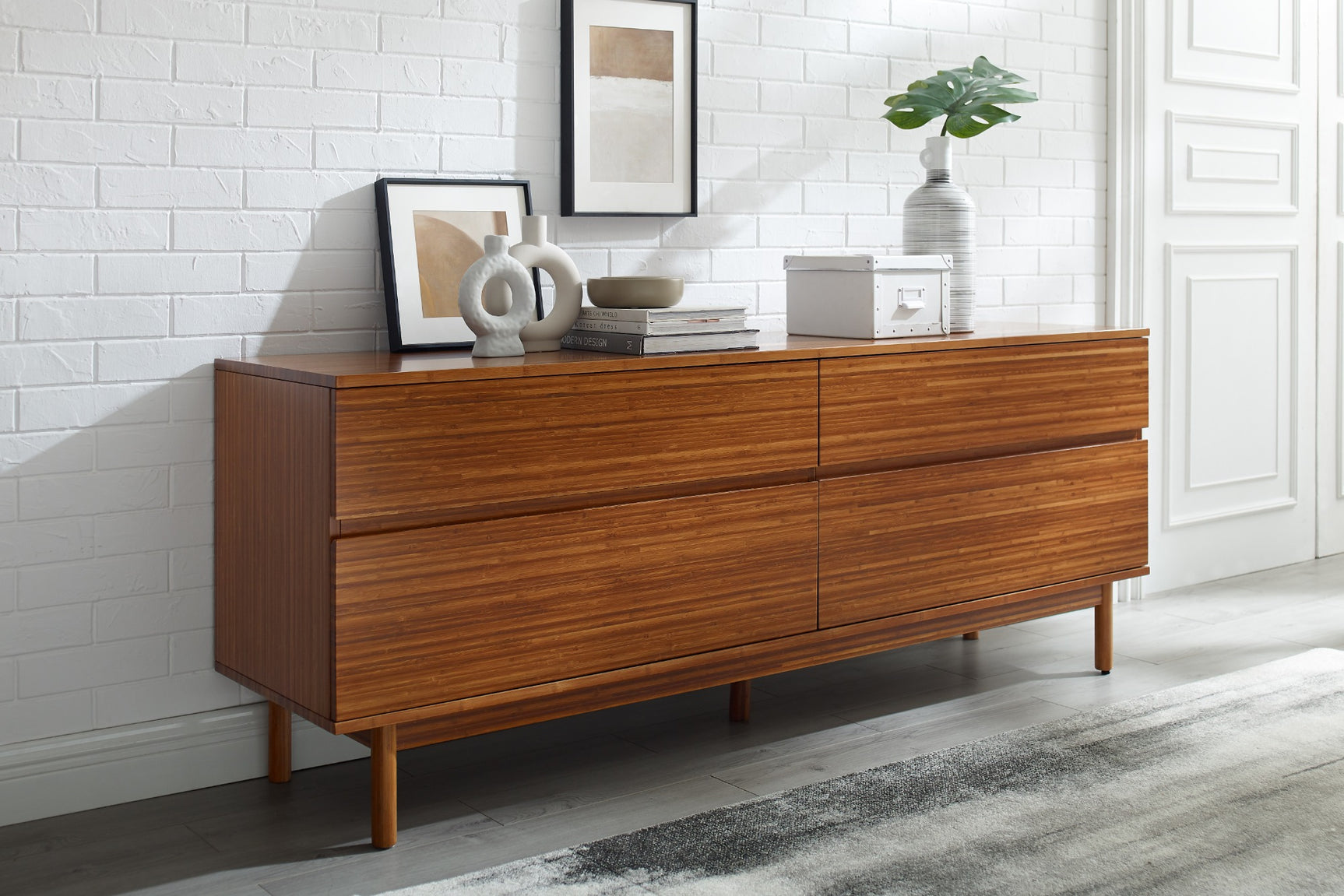 Ventura Solid Moso Bamboo 4 Drawer Double Dresser