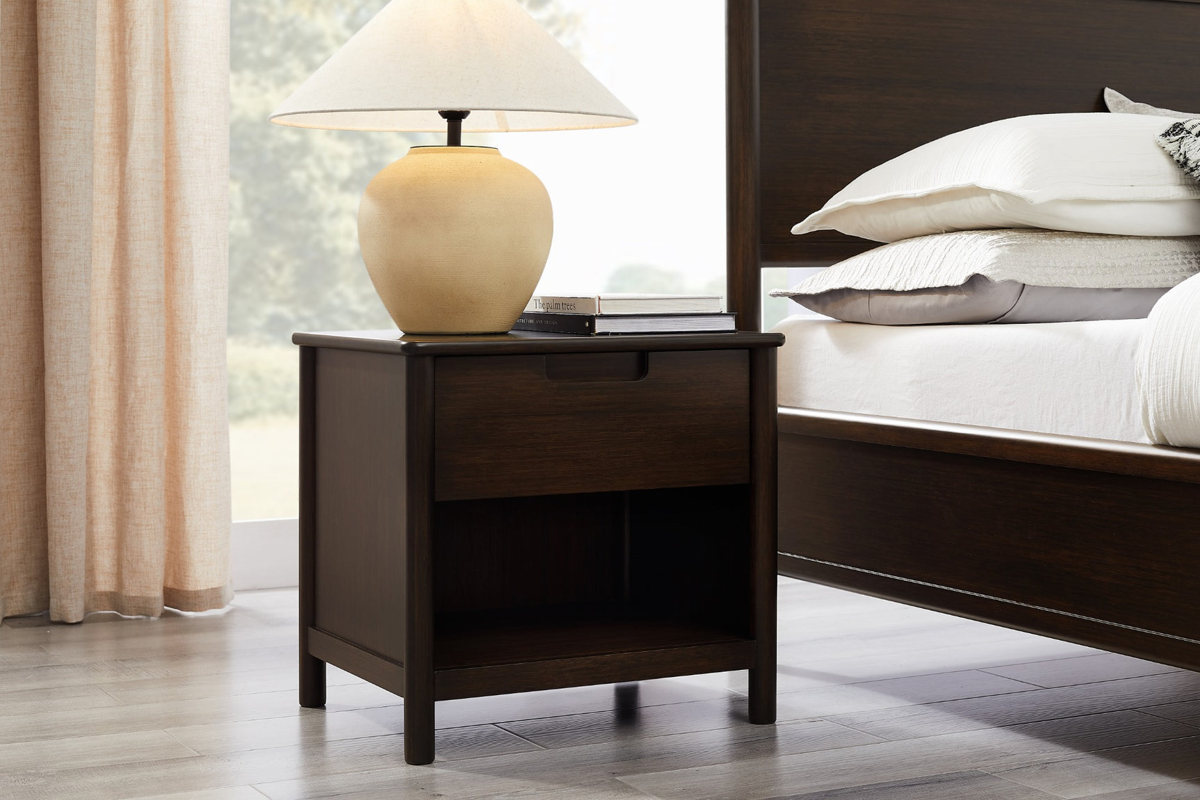 Weston Solid Moso Bamboo 1 Drawer Nightstand