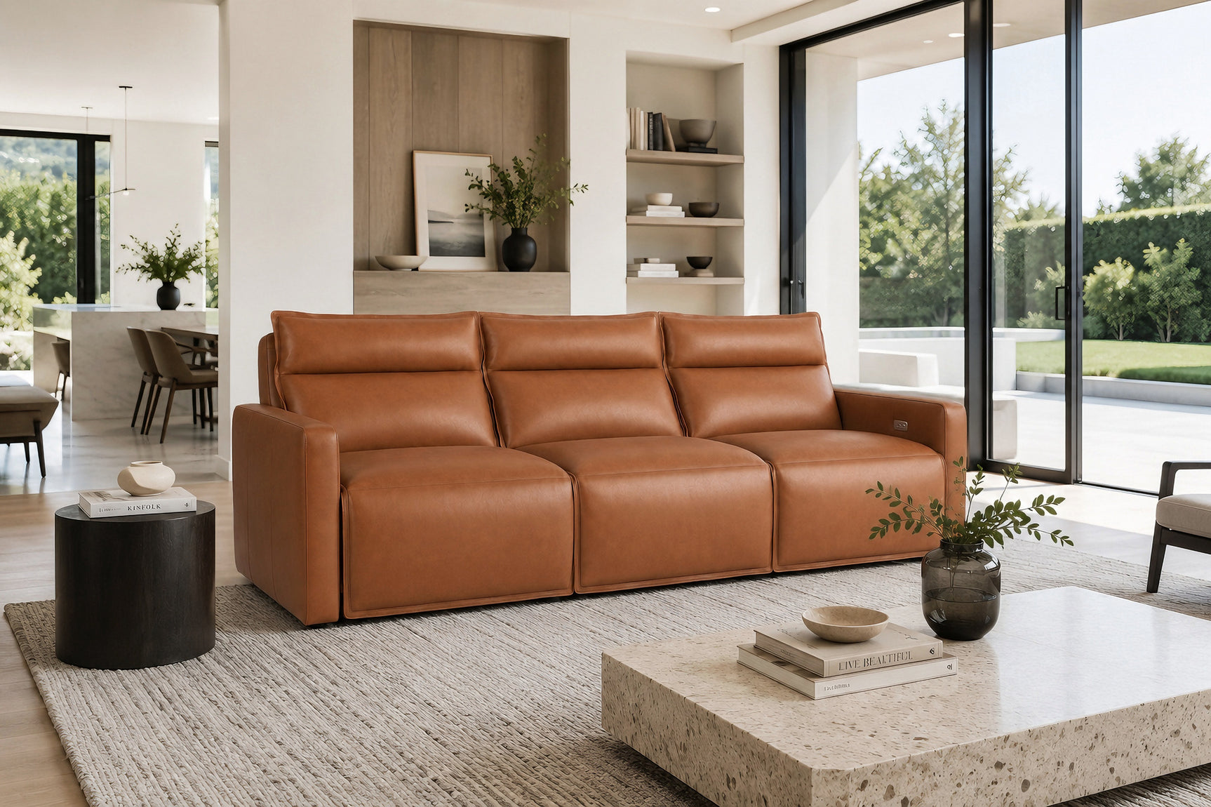 Giovanni Leather Dual Recliner Sofa