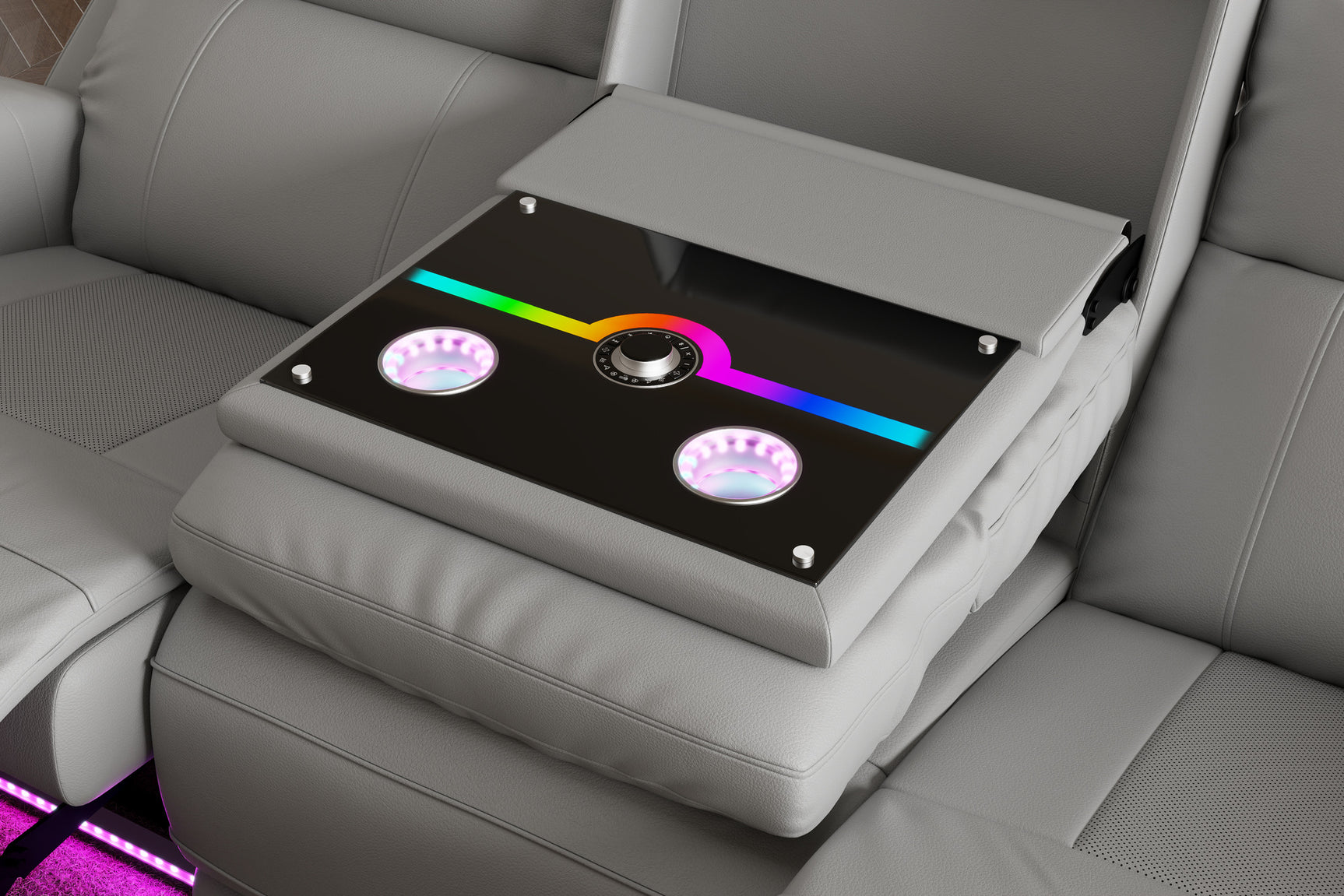 Harbour Immersive Audio Leather Dual Recliner Sofa with Heat & Massage