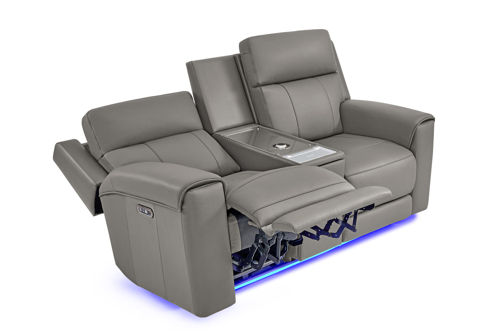 Harbour Immersive Audio Leather Dual Recliner Loveseat Sofa with Console