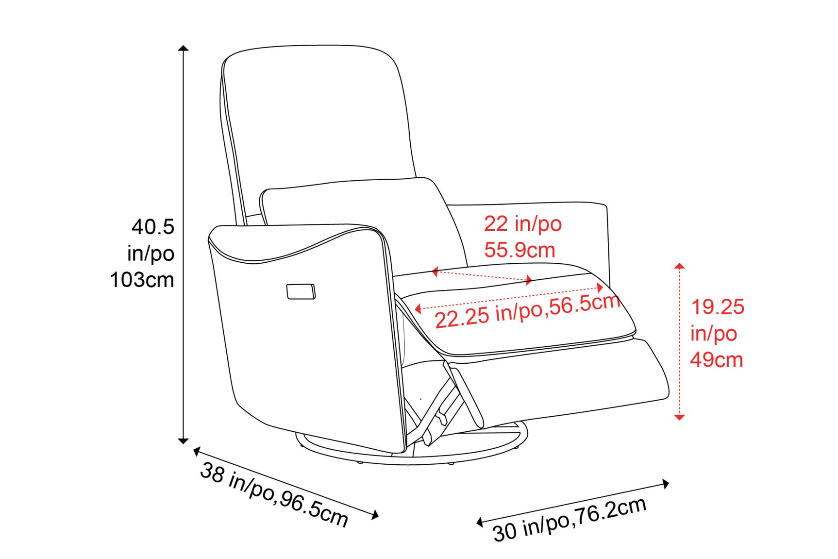 Kirstin Leather Swivel Recliner Chair
