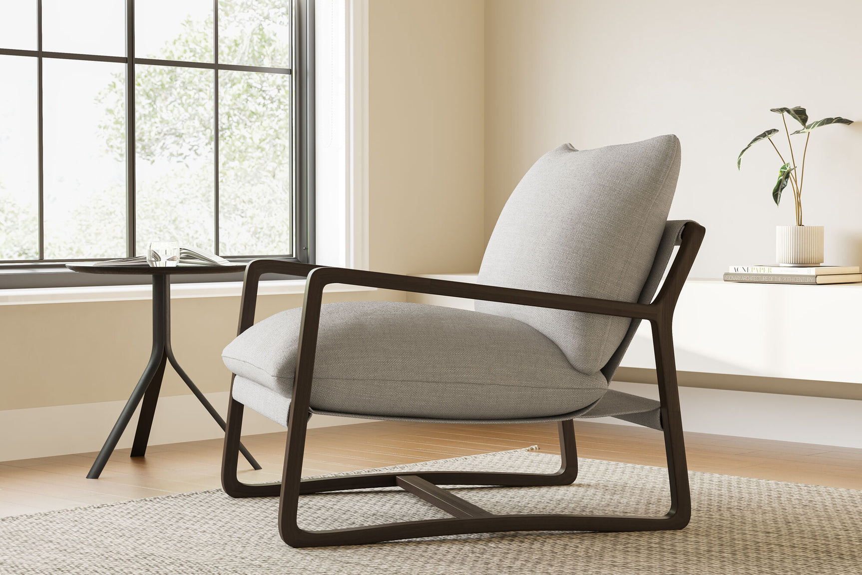 Lagon Fabric & Wood Accent Chair