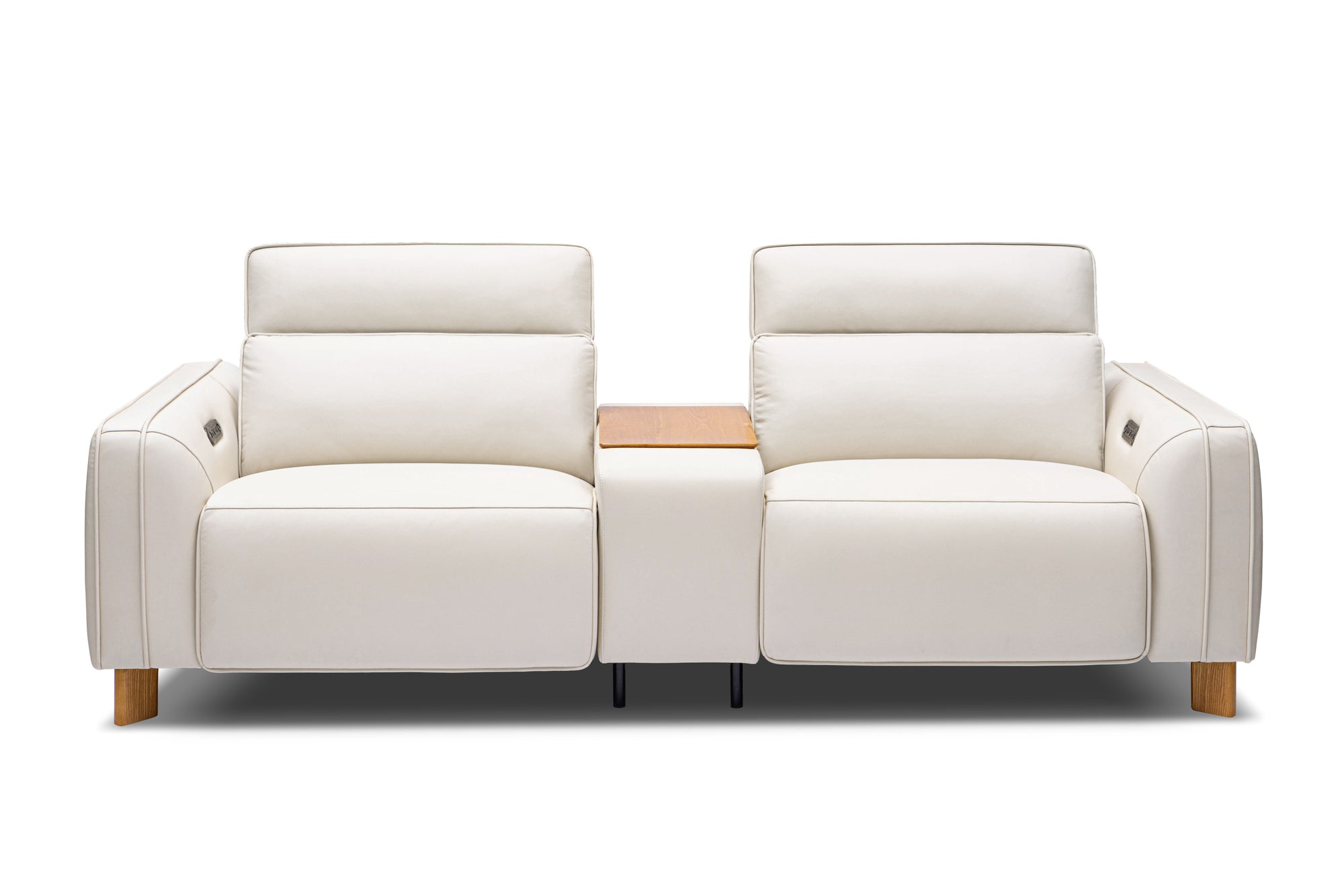 Lesley Leather Dual Recliner Sofa with Console