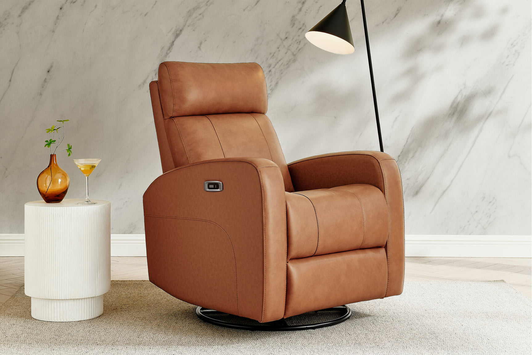 Dayna Leather Swivel Recliner Chair