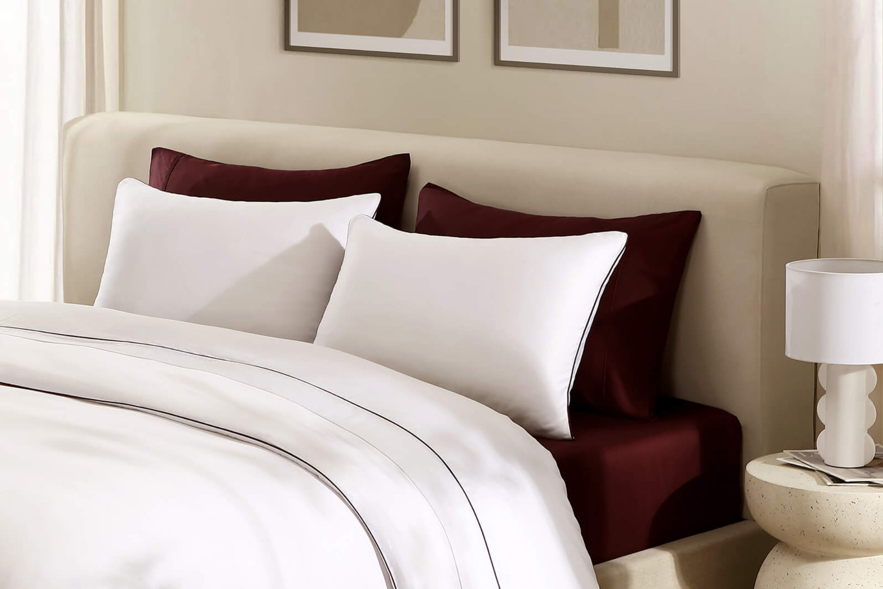 Bamboo Viscose Luxe Sham Set with Piping