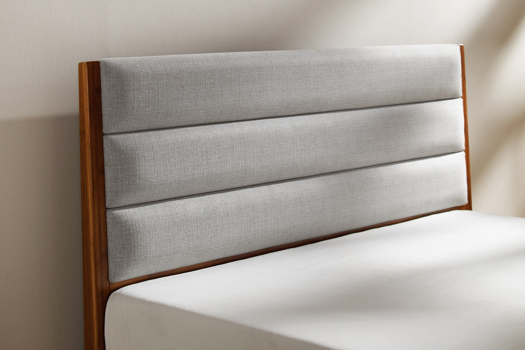 Mercury Fabric Upholstered Bamboo Bed Frame
