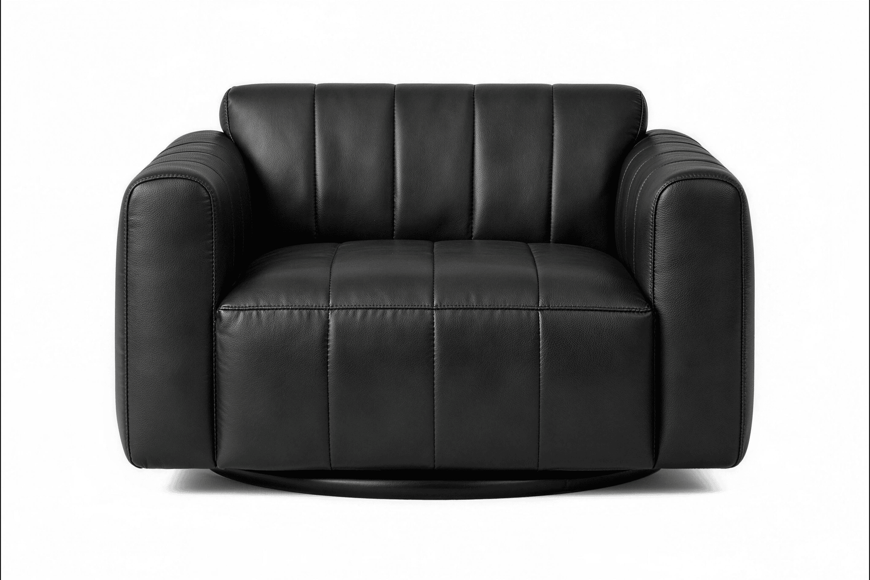 Lyra Modern Channel-Tufted Leather Swivel Chair