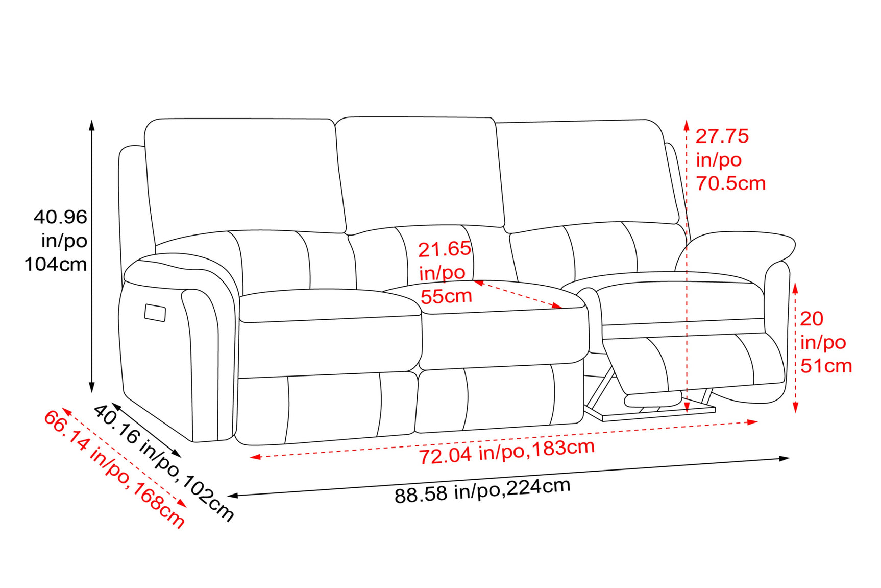 Martina Leather Recliner Sofa