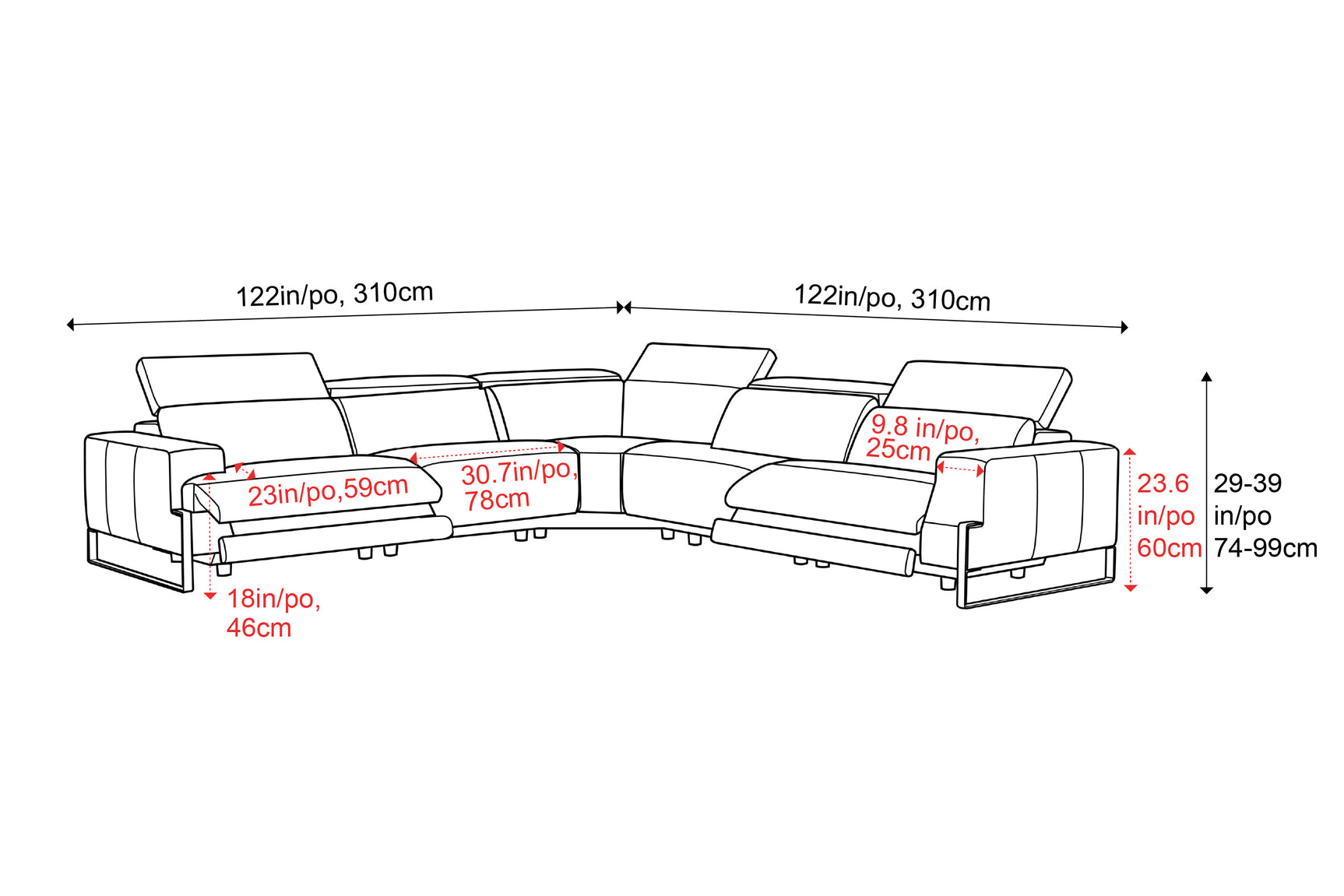 Melania Leather Reclining Corner Sectional Sofa