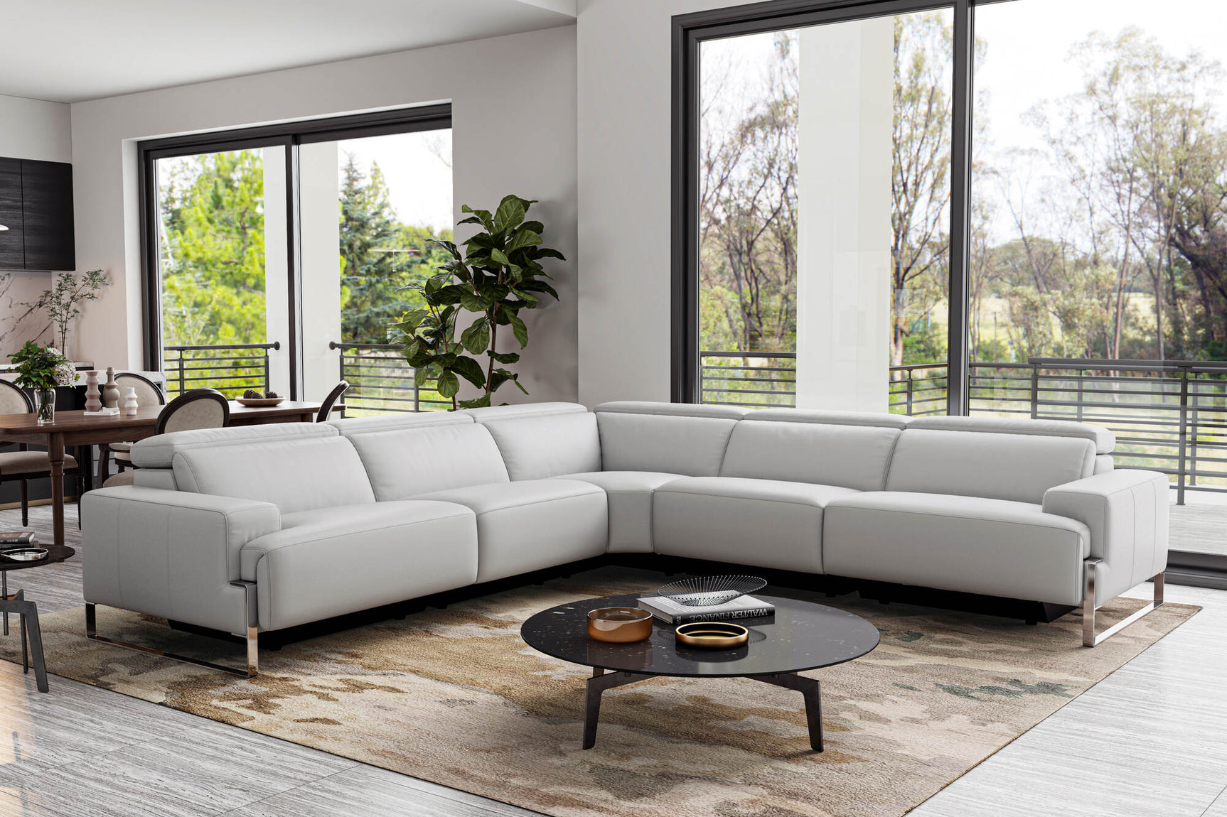 Melania Leather Reclining Corner Sectional Sofa