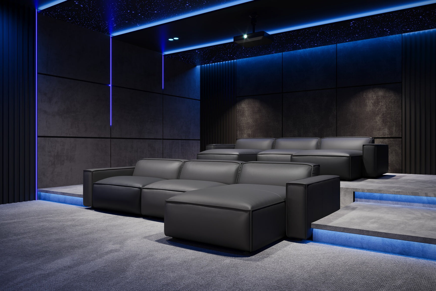 Nathan Leather Theater Lounge Modular Sofa
