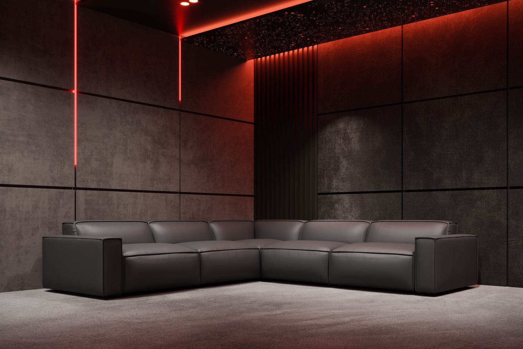 Nathan Leather Theater Lounge Modular Sofa